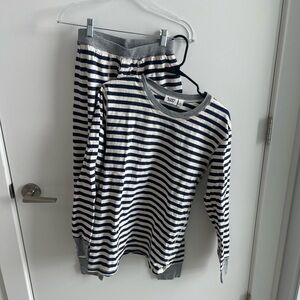Sleepy Jones Striped Navy and White Pajama Set